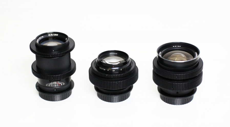 Objectifs Soviétiques EF, Kit de 3 ( Mir 28, Hélios 58 et Jupiter 135mm)